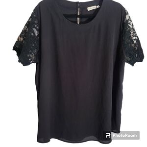 Southern Stitch XXXL Black Lace Short Sleeve Blouse